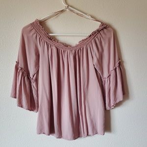 Off the shoulder  pink shirt